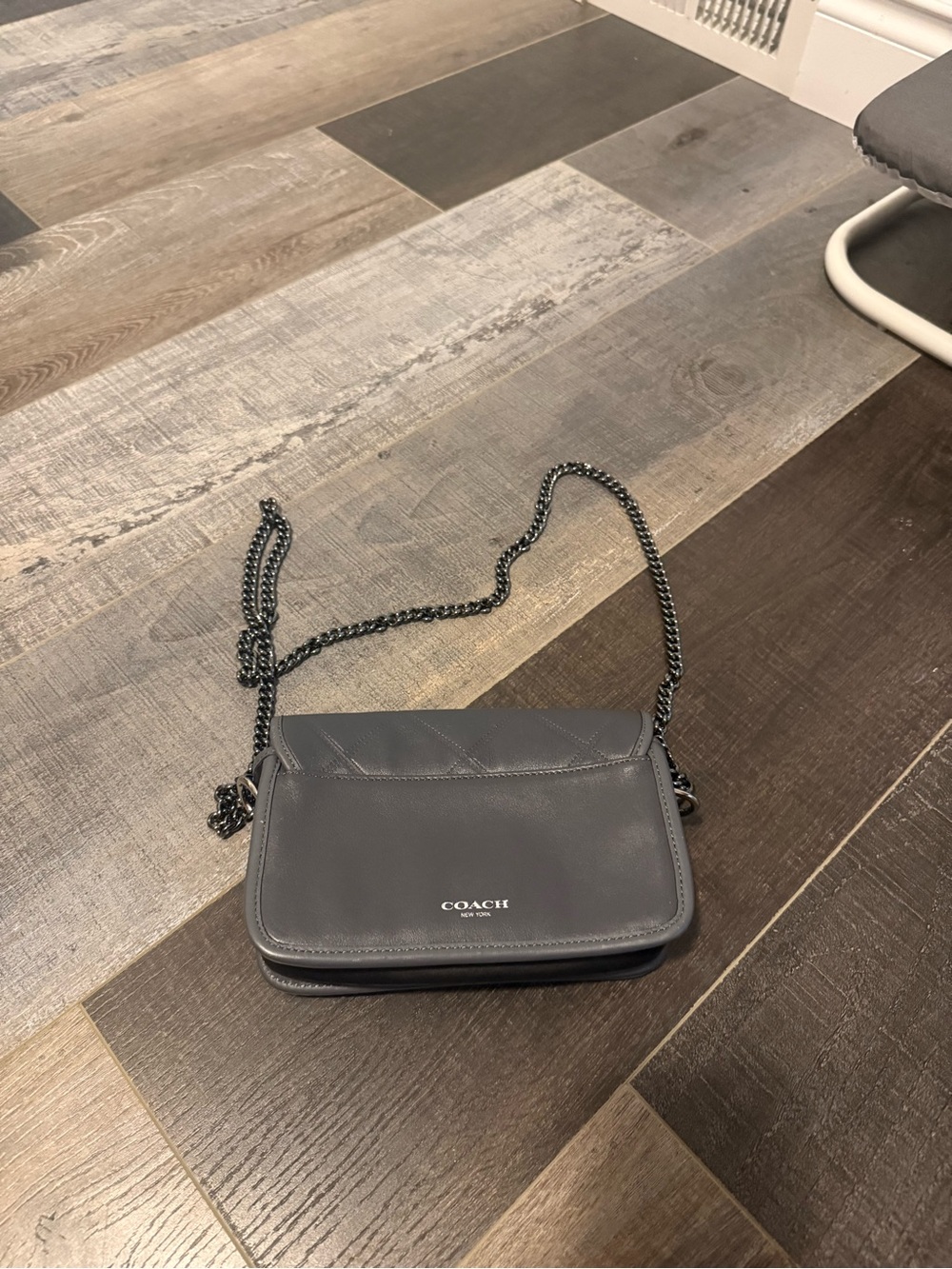 Coach Gray Leather Crossbody with Chain Strap